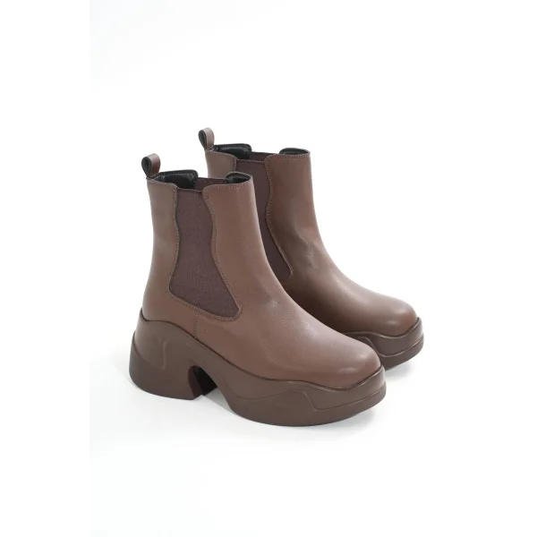 FZ-2400 Kahverengi Yüksek Tabanlı Lastikli Günlük Kadın Bot