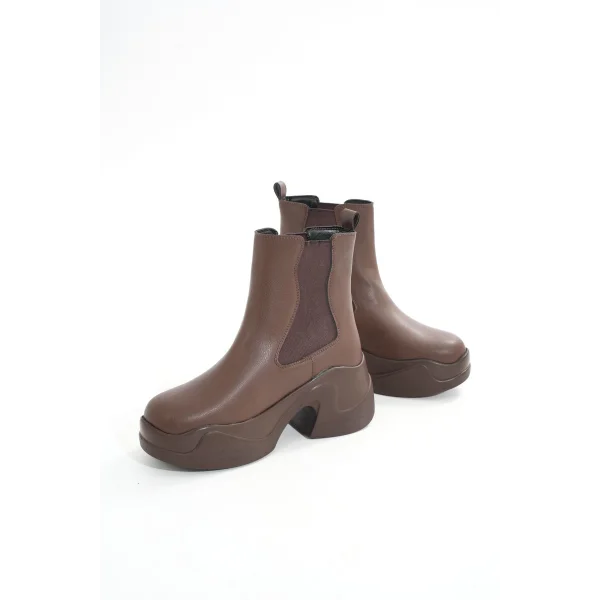 FZ-2400 Kahverengi Yüksek Tabanlı Lastikli Günlük Kadın Bot