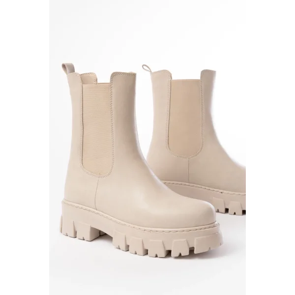 FZ-299 Bej Yüksek Tabanlı Lastikli Günlük Kadın Bot