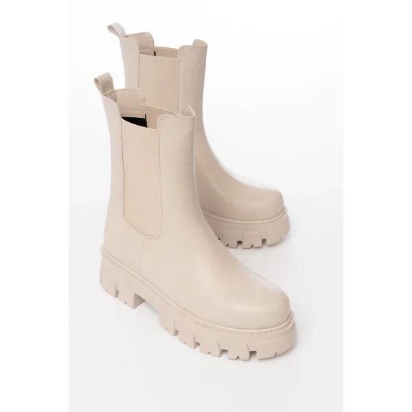 FZ-299 Bej Yüksek Tabanlı Lastikli Günlük Kadın Bot