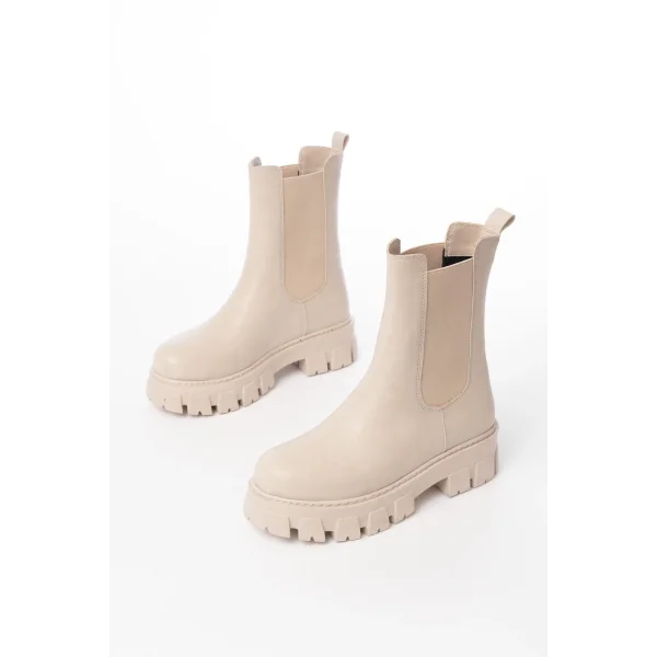 FZ-299 Bej Yüksek Tabanlı Lastikli Günlük Kadın Bot