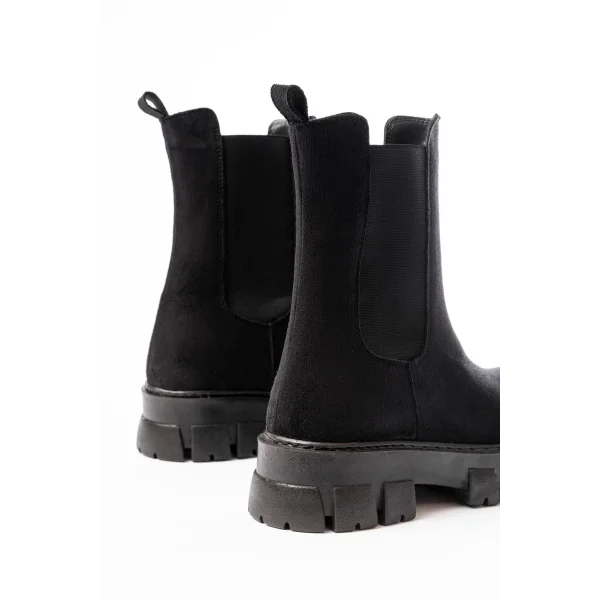 FZ-299 Siyah Süet Yüksek Tabanlı Lastikli Günlük Kadın Bot