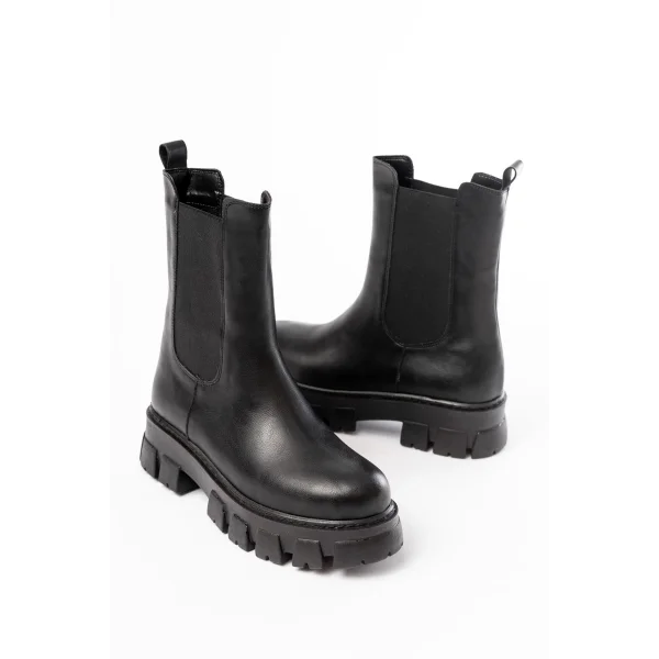 FZ-299 Siyah Yüksek Tabanlı Lastikli Günlük Kadın Bot