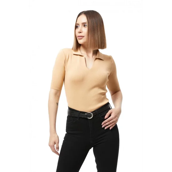 Gömlek yaka yazlık triko bluz