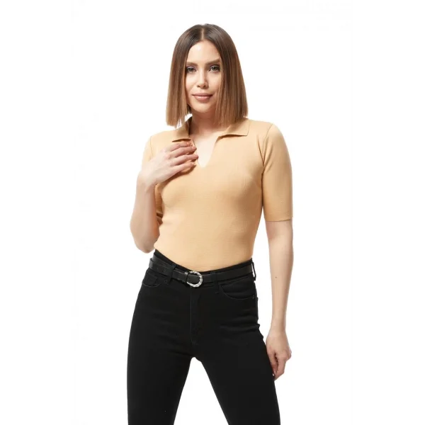 Gömlek yaka yazlık triko bluz