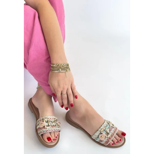 Gonne Renkli Hasır Dokuma Terlik