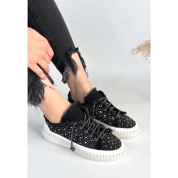 Guji Siyah Kot Bağcıklı Spor Ayakkabı