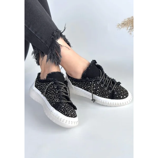 Guji Siyah Kot Bağcıklı Spor Ayakkabı