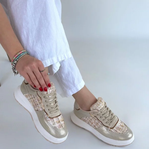 Hawer Bej Cilt Bağcıklı Spor Ayakkabı