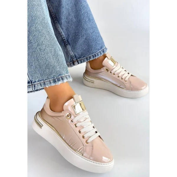 Hley Bej Rugan Paraşüt Detaylı Bağcıklı Spor Ayakkabı