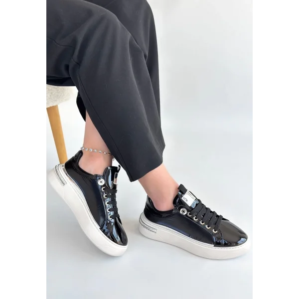 Hley Siyah Rugan Paraşüt Detaylı Bağcıklı Spor Ayakkabı