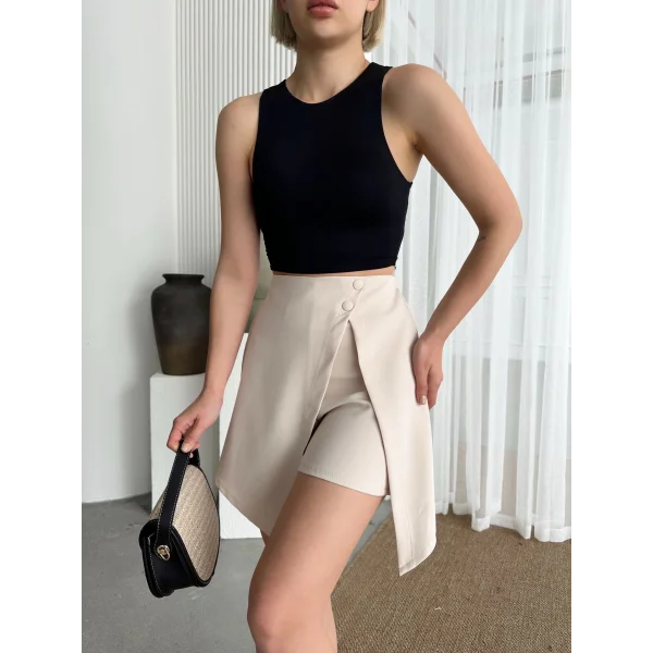 İki düğmeli şort etek S24046