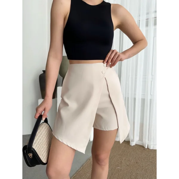 İki düğmeli şort etek S24046