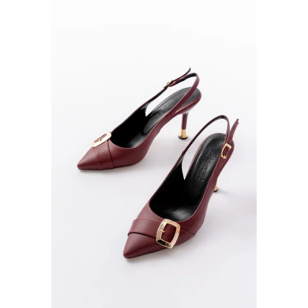 İNF-1151 Bordo Günlük Arkası Açık Topuklu Bayan Ayakkabı