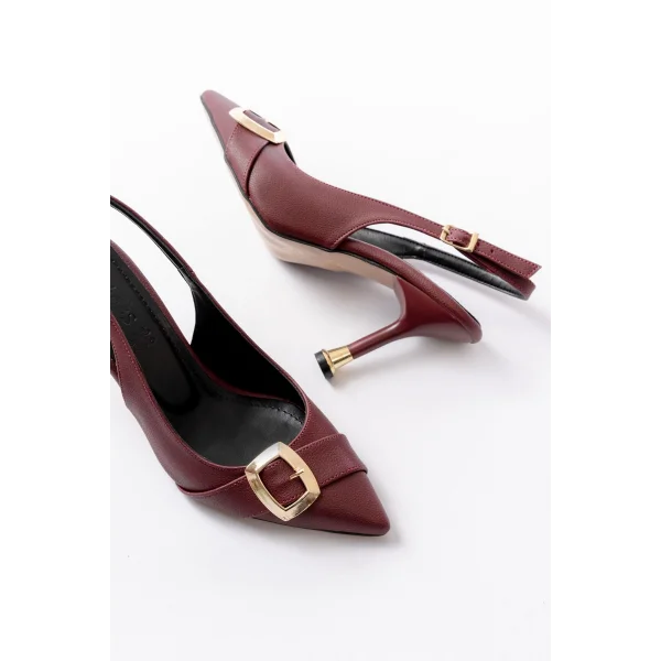İNF-1151 Bordo Günlük Arkası Açık Topuklu Bayan Ayakkabı