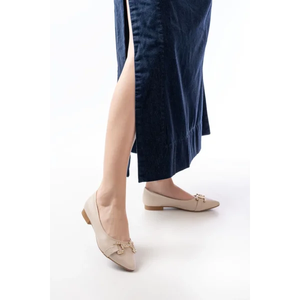 İNF-133 Ten Taşlı Tokalı Günlük Kadın  Babet