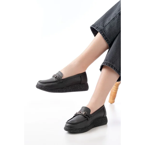 İNF-150-01 Siyah Taş Aksesuarlı Günlük Kadın Ayakkabı