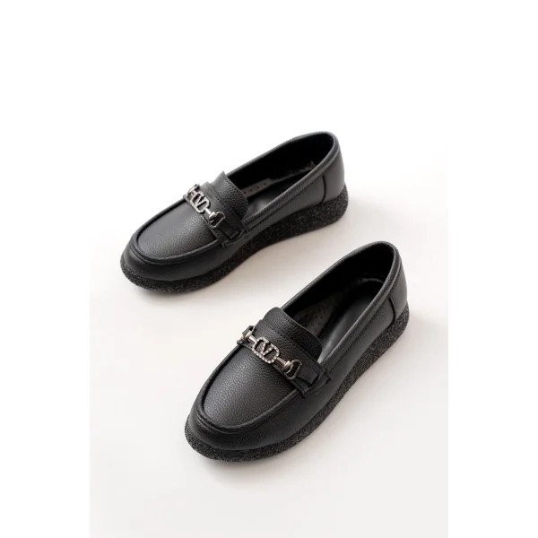 İNF-150-01 Siyah Taş Aksesuarlı Günlük Kadın Ayakkabı