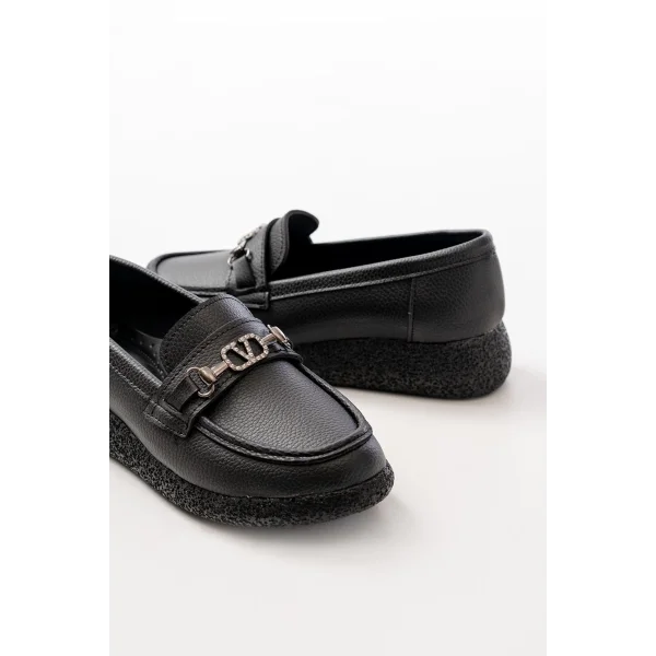 İNF-150-01 Siyah Taş Aksesuarlı Günlük Kadın Ayakkabı