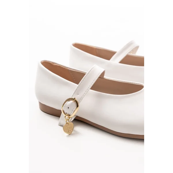 İNF-324 Beyaz Baretli Tokalı Günlük Kadın Babet