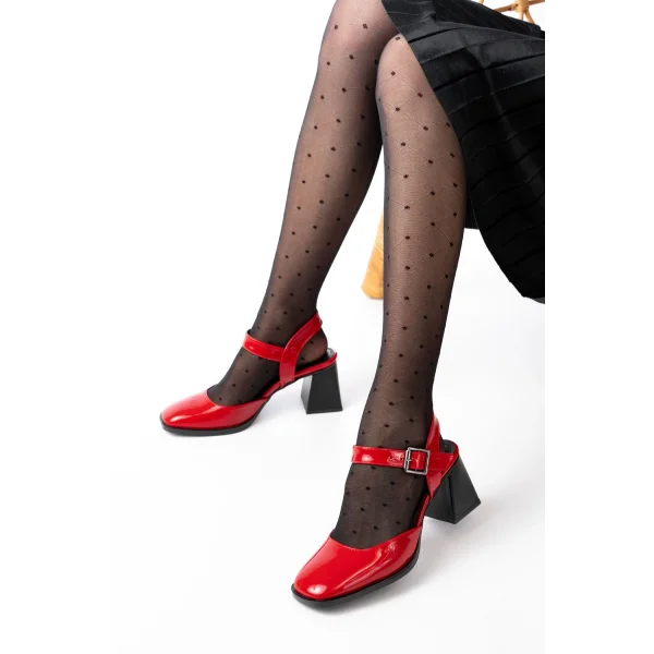 İNF-40450 Kırmızı Rugan Günlük Arkası Açık Topuklu Bayan Ayakkabı