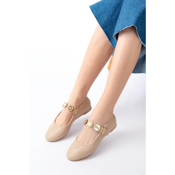 İNF-6363  Nut Baret Tokalı Günlük Bayan Ayakkabı