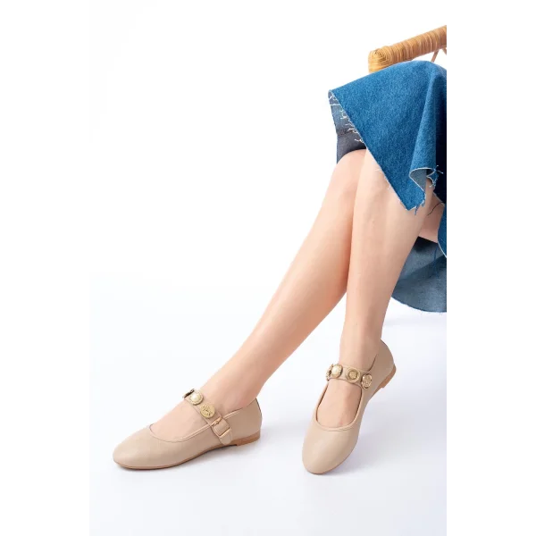 İNF-6363  Nut Baret Tokalı Günlük Bayan Ayakkabı