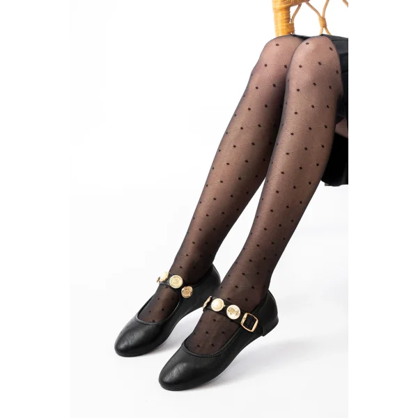 İNF-6363 Siyah Baret Tokalı Günlük Bayan Ayakkabı