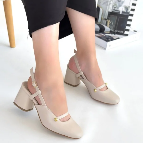 Jecci Bej Cilt Topuklu Ayakkabı