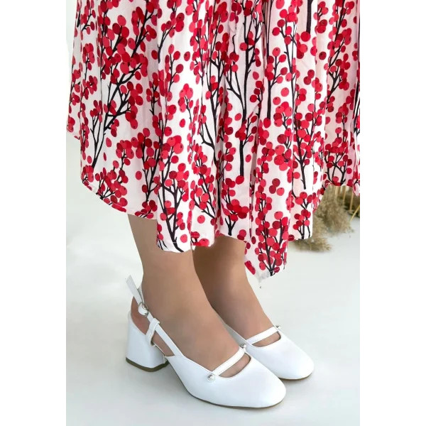 Jecci Beyaz Cilt Topuklu Ayakkabı