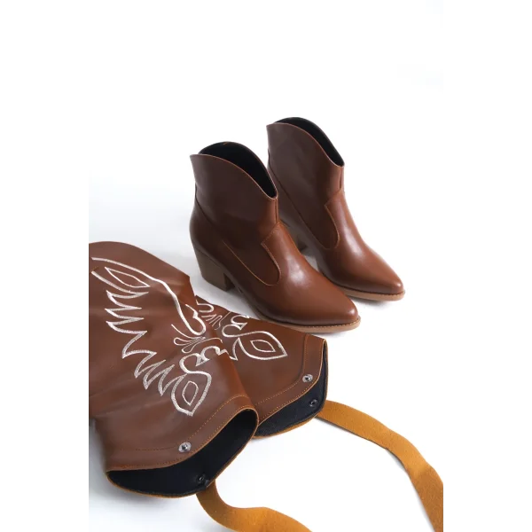 Jilla Taba Cilt Tak Çıkar Topuklu Bot Ve Çizme