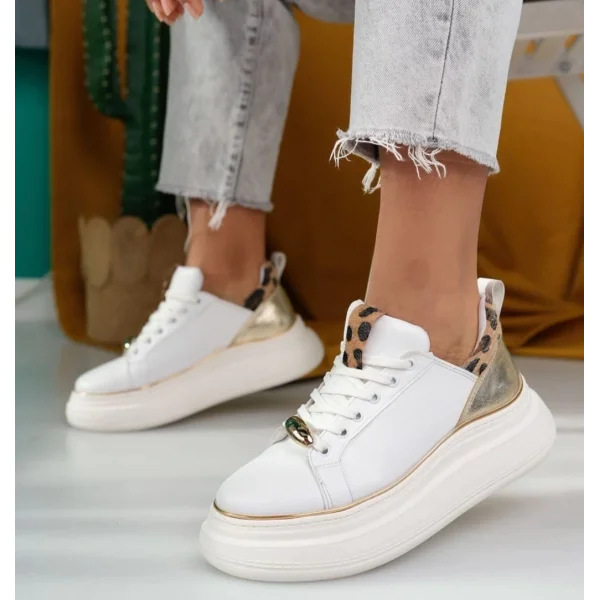 Jista Beyaz Cilt Bağcıklı Spor Ayakkabı