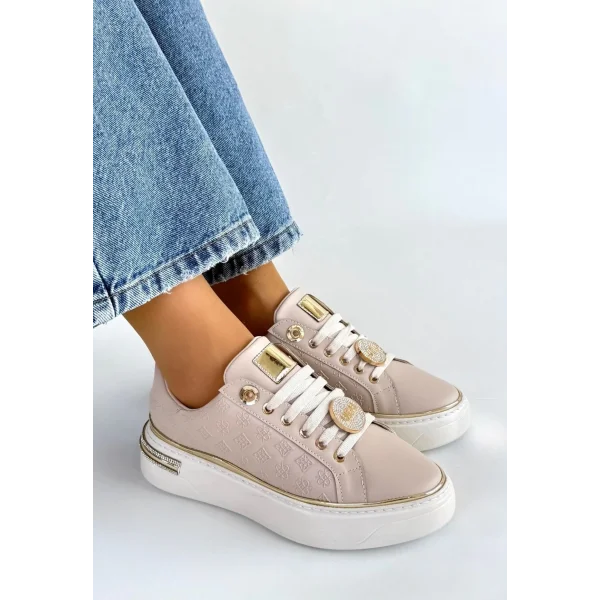 Jlar Bej Cilt Bağcıklı Spor Ayakkabı