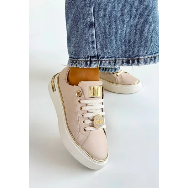 Jlar Bej Cilt Bağcıklı Spor Ayakkabı