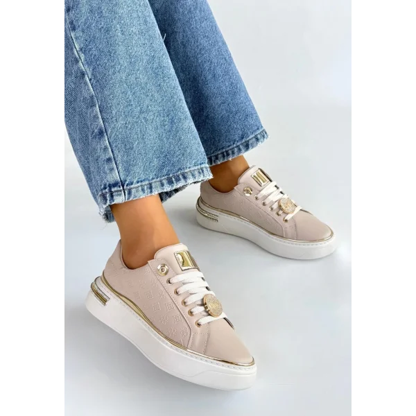 Jlar Bej Cilt Bağcıklı Spor Ayakkabı