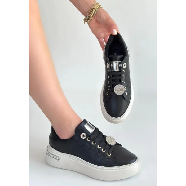 Jlar Siyah Cilt Bağcıklı Spor Ayakkabı