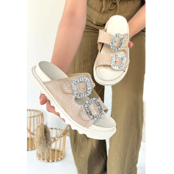 Juana Bej Nubuk Taşlı Terlik