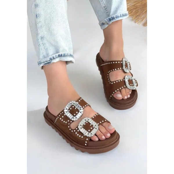 Juana Taba  Nubuk  Taşlı Terlik