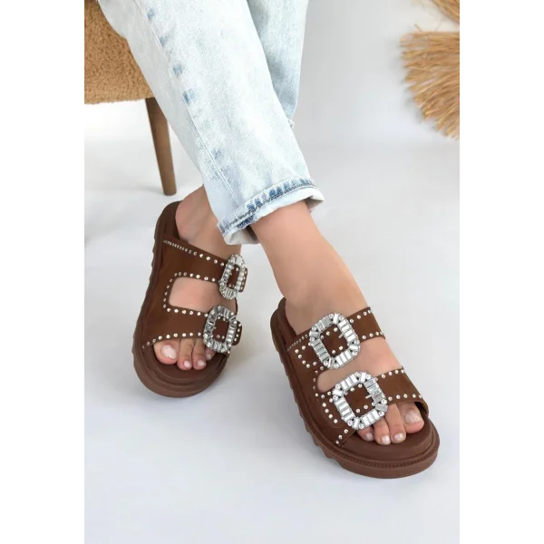 Juana Taba  Nubuk  Taşlı Terlik