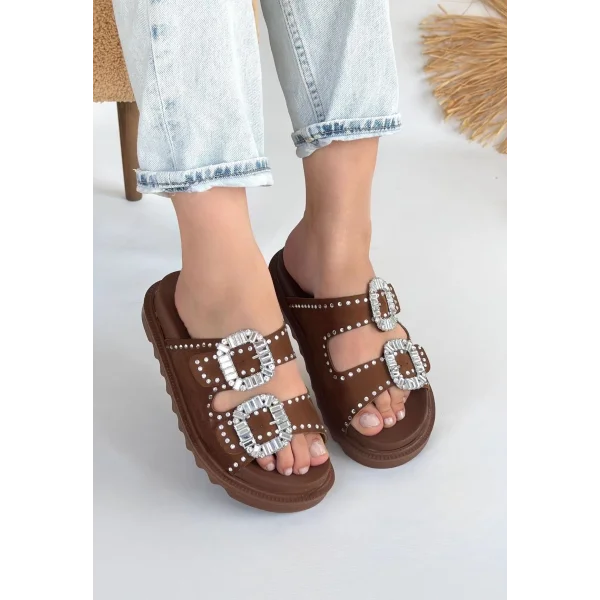 Juana Taba  Nubuk  Taşlı Terlik