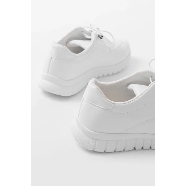 K-504 Beyaz Bağcıklı Desenli Günlük Spor Ayakkabı