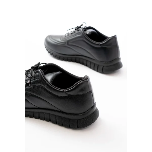 K-504 Siyah Bağcıklı Desenli Günlük Spor Ayakkabı