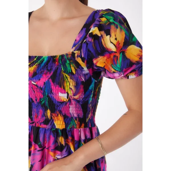 Kadın Fuşya Gipeli Kısa Kollu Elbise