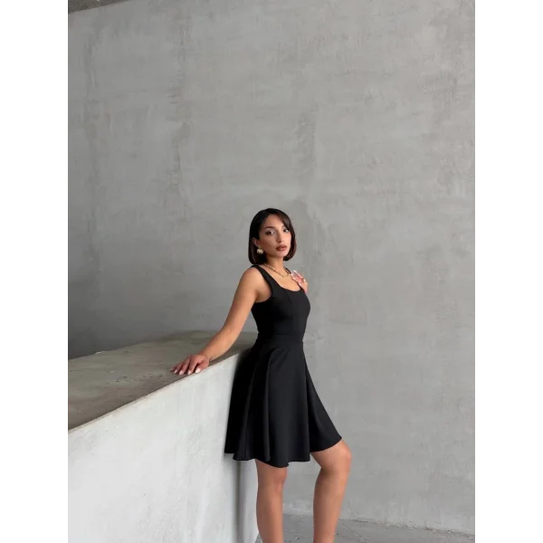 Kadın kare yaka kısa elbise s251188