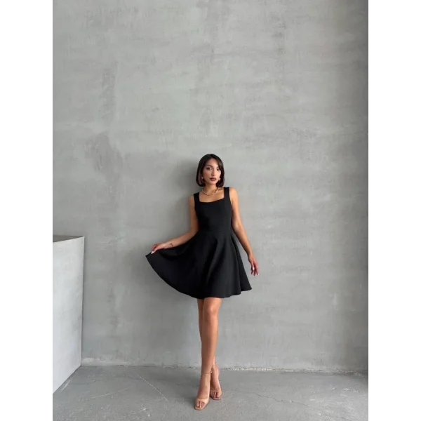 Kadın kare yaka kısa elbise s251188