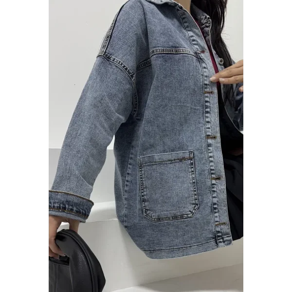 Kadın kot ceket mavi