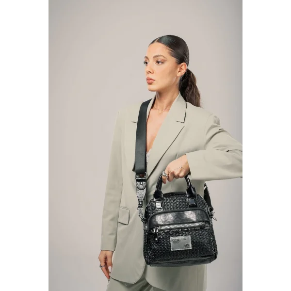 Karen Siyah Cilt Omuz Çantası