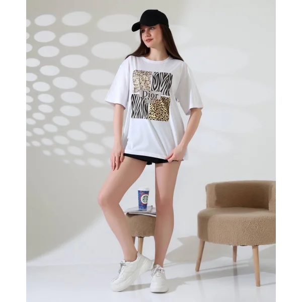 Karma desenli oversize tişört