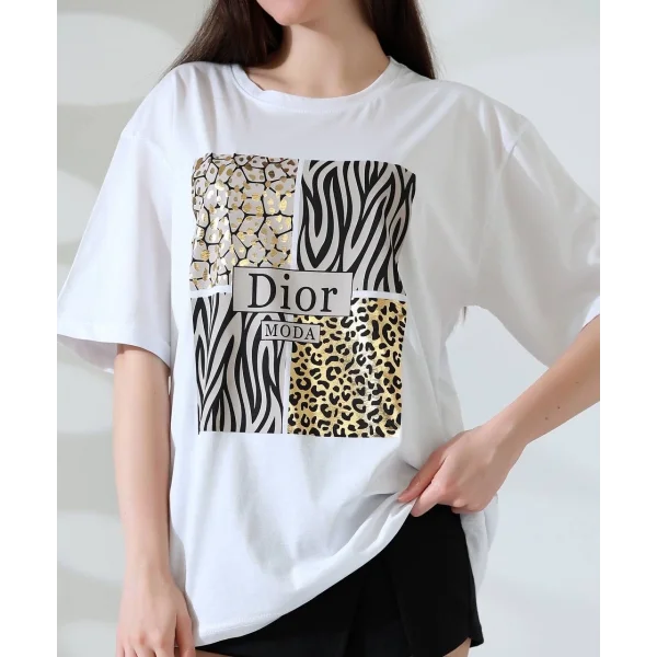 Karma desenli oversize tişört