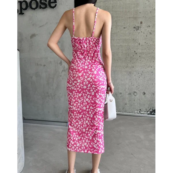 Kaşkorse Desenli askılı elbise